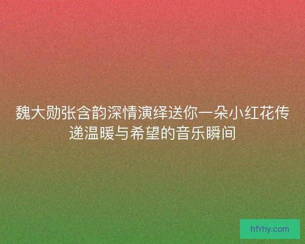 魏大勋张含韵深情演绎送你一朵小红花传递温暖与希望的音乐瞬间